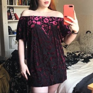 Forever 21 Velvet Rose Off Shoulder Dress/Tunic